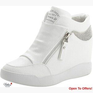 PU Leather Wedge Platform Sneakers with Zipper Ankle Booties